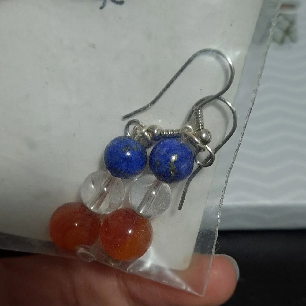 NWT handmade artisan patriotic earrings - Picture 2 of 3